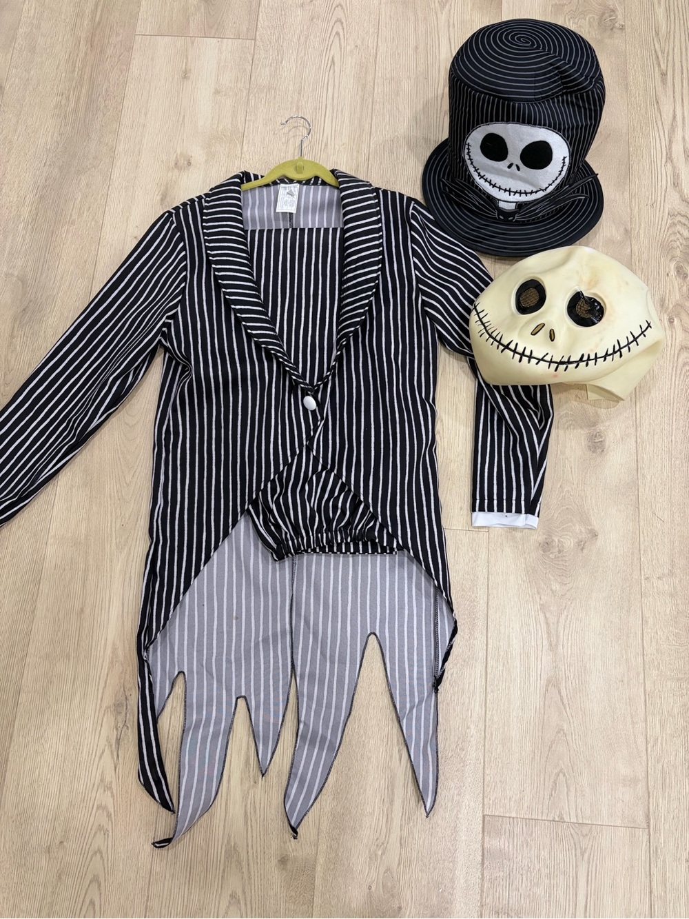 Striped Jack Skellington Kids Costume Jacket with Mask and Hat